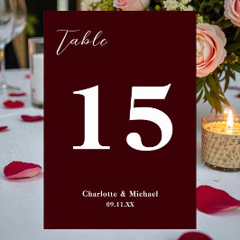 Deep Burgundy Minimalist Wedding Bordsnummer