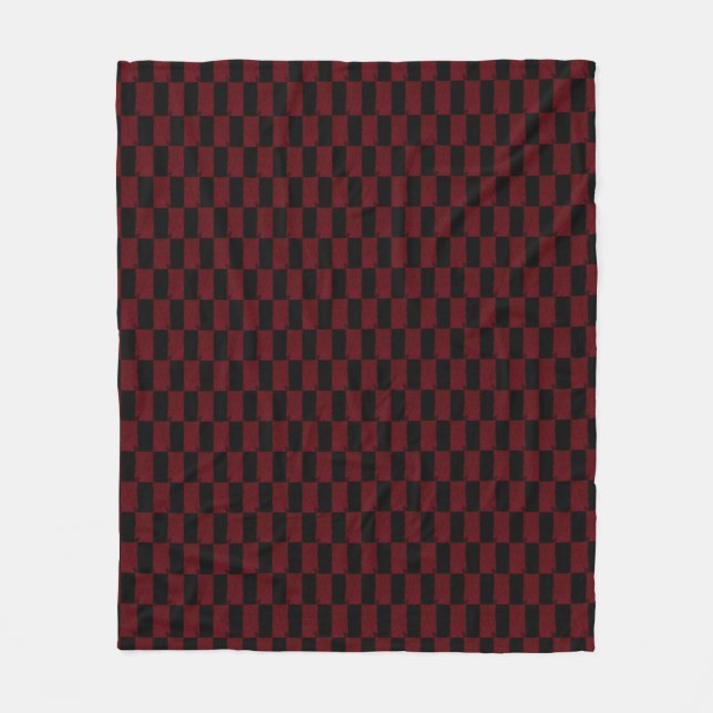 Deep Burgundy Red and Black Woven Mönster Fleecefilt (Framsidan)