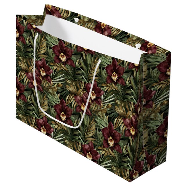 Deep Burgundy Red Orchids Jungle Birthday (Framsidan Vinklad)
