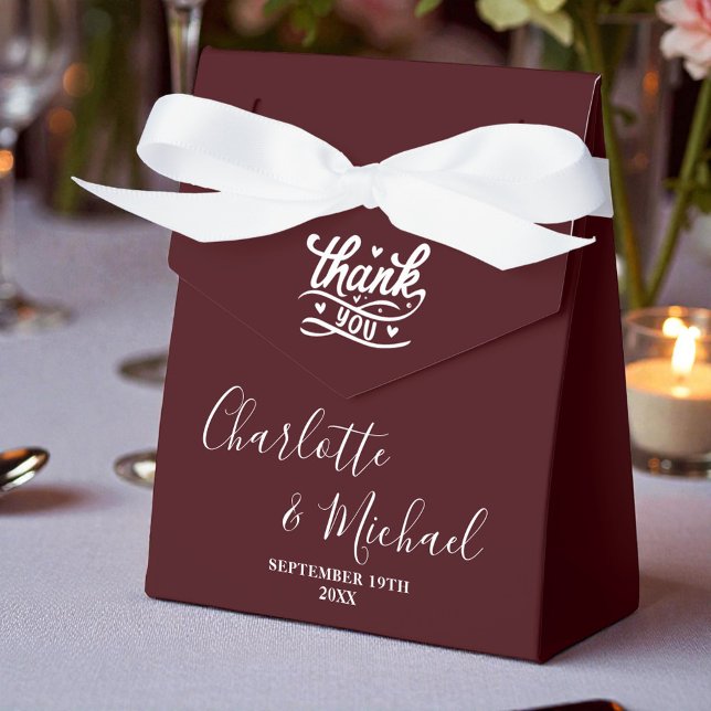 Deep Burgundy Script Minimalist Wedding Presentaskar (Skapare uppladdad)