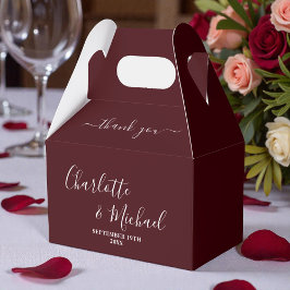 Deep Burgundy Script Minimalist Wedding Thank You Presentaskar