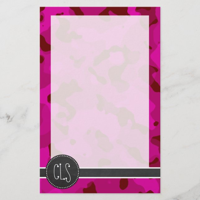 Deep Cerise Camo; Camouflage; Chalkboard Brevpapper (Framsida)