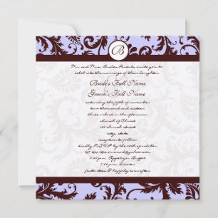 Deep Chocolate Brown Damask bröllopsinbjudan Inbjudningar