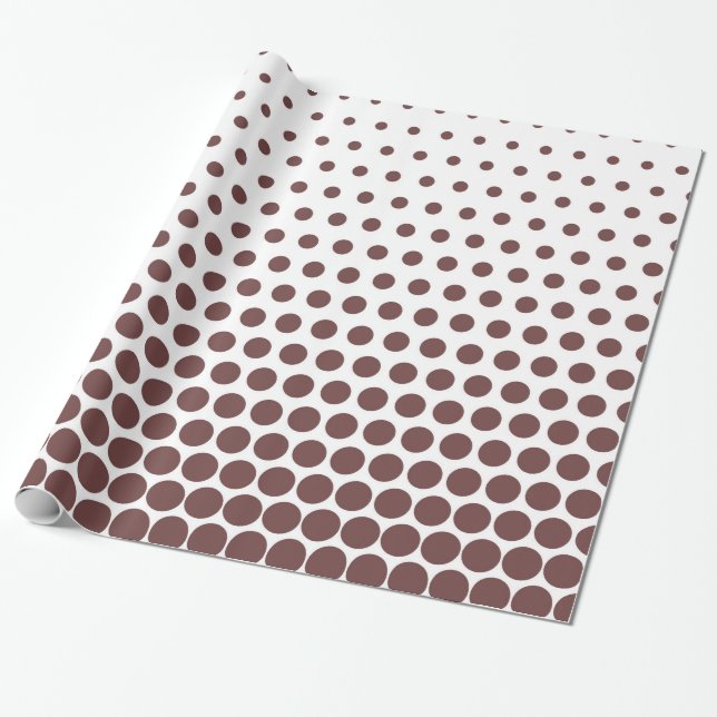 Deep Coffee Polka Dot Modern White Presentpapper (Utrullad)