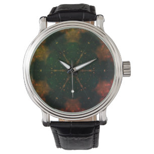 Deep Cosmic Mandala Star Kaleidoscope GoldenGreen Armbandsur