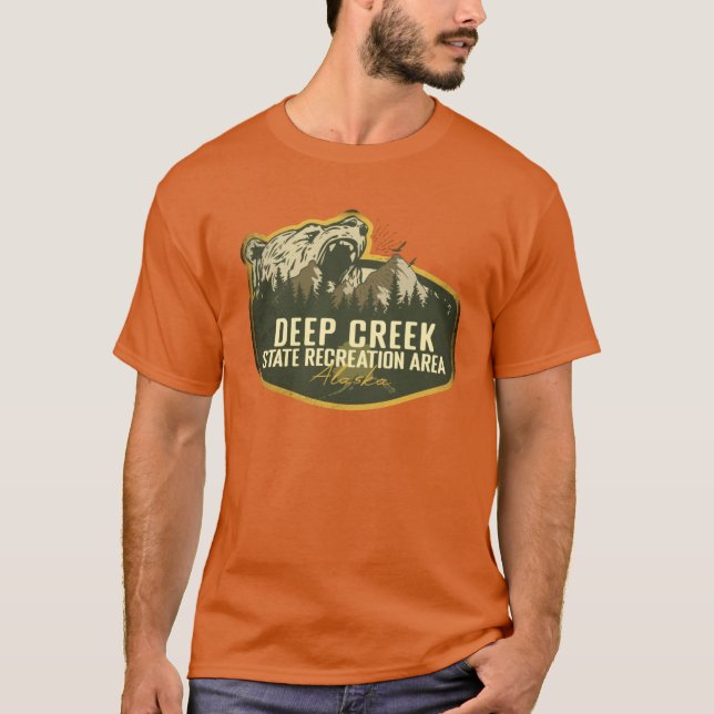 Deep Creek State Recreation Area Alaska Retro Badg T Shirt (Framsida)