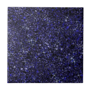 Deep Delft Midnight Blue Färg Faux Glitter Solid Kakelplatta