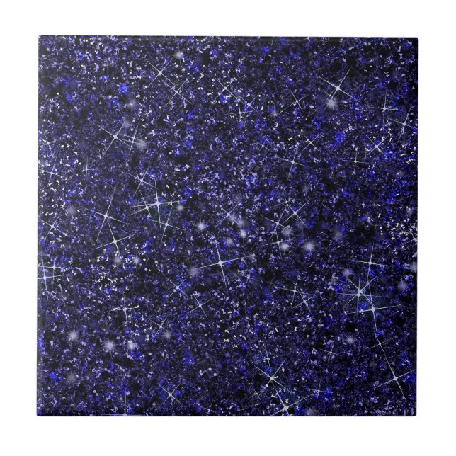 Deep Delft Midnight Blue Färg Faux Glitter Solid Kakelplatta (Framsidan)