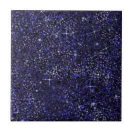 Deep Delft Midnight Blue Färg Faux Glitter Solid Kakelplatta
