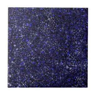 Deep Delft Midnight Blue Färg Faux Glitter Solid Kakelplatta