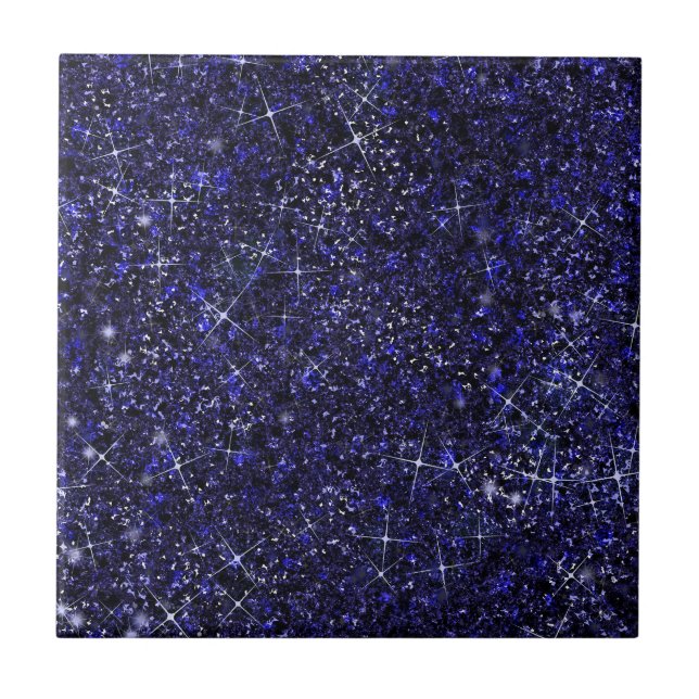 Deep Delft Midnight Blue Färg Faux Glitter Solid Kakelplatta (Framsidan)