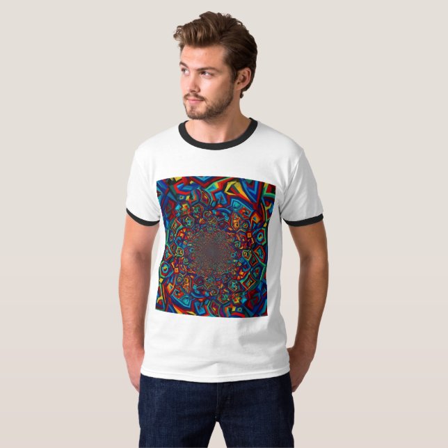 Deep Dimension Fractal Pattern T Shirt (Hel framsida)