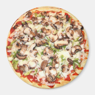 Deep Dish Mushroom Pizza Helgdag Magnet