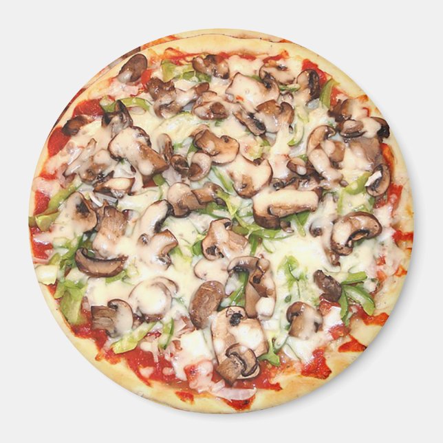Deep Dish Mushroom Pizza Helgdag Magnet (Framsidan)