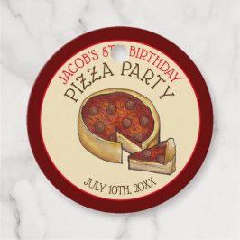 Deep Dish Pepperoni Pizza Paj Födelsedagsfest Gåvor Etiketter