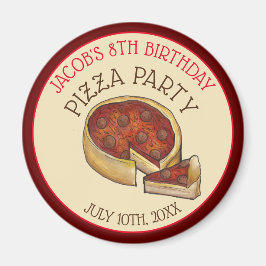 Deep Dish Pepperoni Pizza Paj Födelsedagsfest Magnet