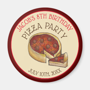 Deep Dish Pepperoni Pizza Paj Födelsedagsfest Magnet