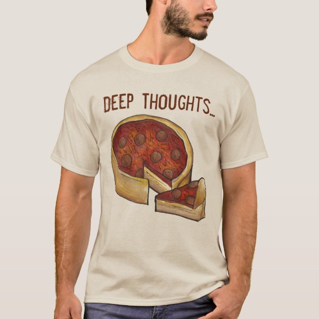 Deep (Dish) Thoughts Chicago Stil Pepperoni Pizza Tröja (Framsida)