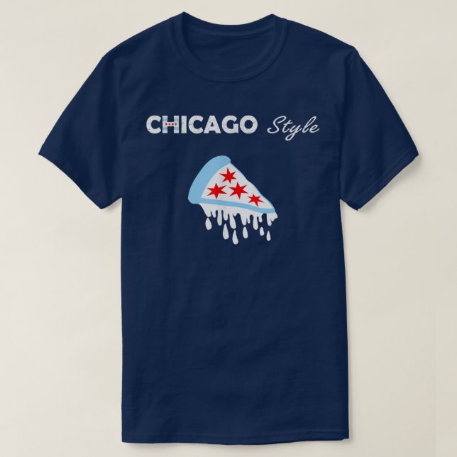 Deep Dish'Chicago Flagga As Pizza T Shirt (Design framsida)
