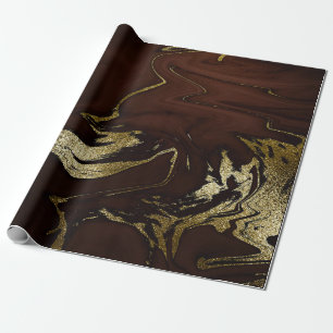 Deep Earth Guld Marble Brown Abstrakt Presentpapper