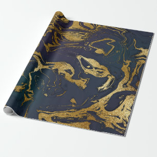 Deep Earth Guld Marble Deep Grönt Blue Presentpapper
