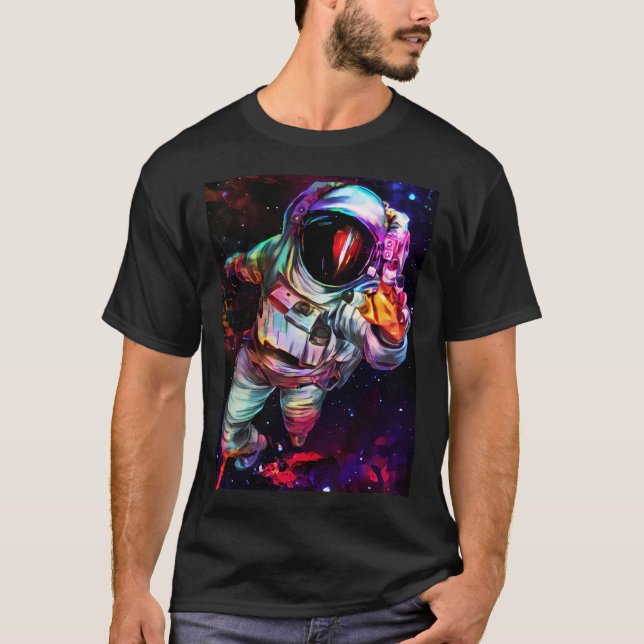 Deep Färg Astronaut T Shirt (Framsida)
