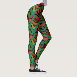 Deep färg rand multimönstrad lagstiftning leggings