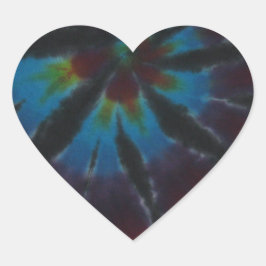 Deep Färg Spiral Swirl Tie Dye Hjärtformat Klistermärke