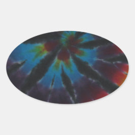 Deep Färg Spiral Swirl Tie Dye Ovalt Klistermärke