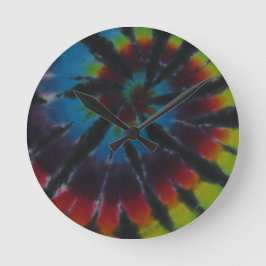 Deep Färg Spiral Swirl Tie Dye Rund Klocka