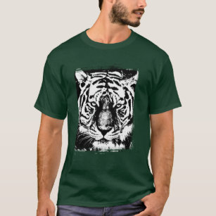 Deep Forest Grönt Färg Pop Art Tiger Head Elegant T Shirt