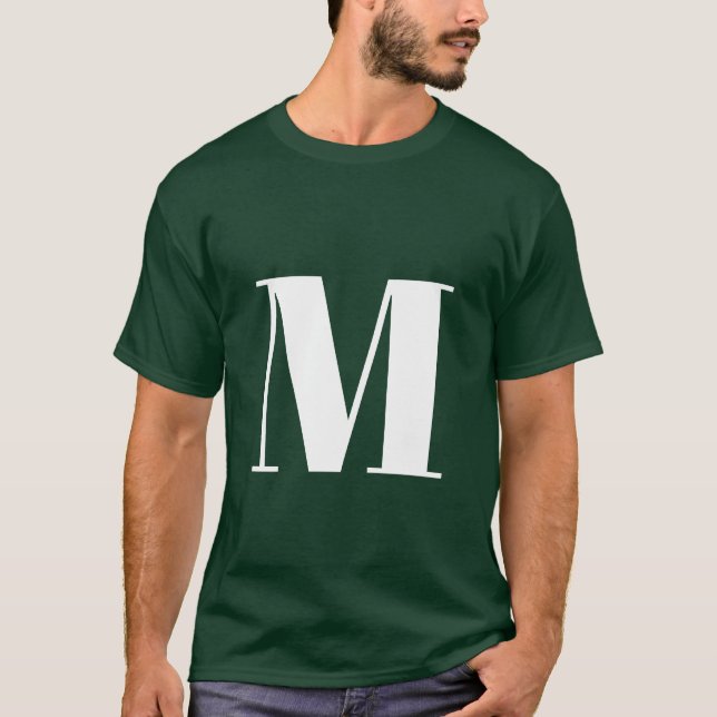 Deep Forest Grönt Initial Brev Monogram Modern Mod T Shirt (Framsida)