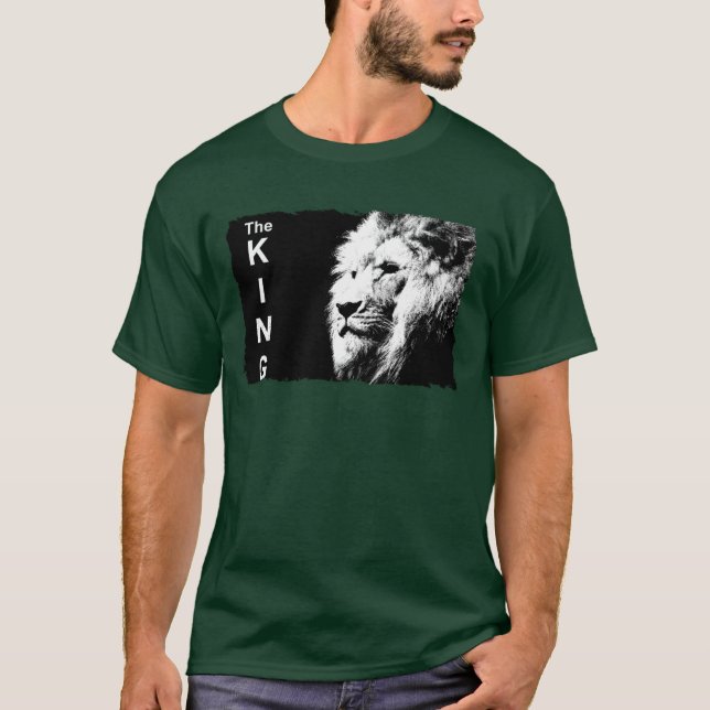 Deep Forest Grönt Modern Pop Art Lejon mall T Shirt (Framsida)