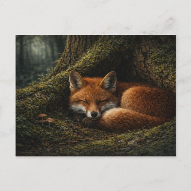 Deep Forest Slumber | Red Fox Art | Postcard Vykort (Framsida)