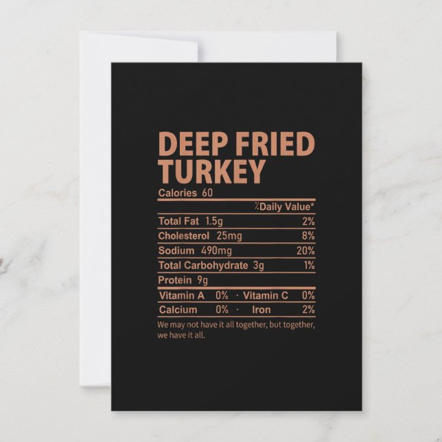 Deep Fried Turkey Costume Thanksgiving Food Nutrit Inbjudningar (Framsida)