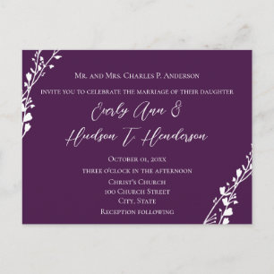Deep Grape för Christian Wedding bjudande Inbjudan Vykort