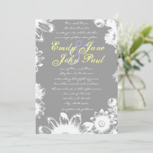Deep Grått Gult Lilac Flower Wedding bjudande Inbjudningar