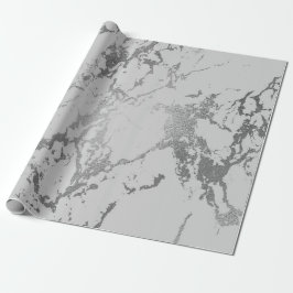 Deep Grått Marble Silver Stine Metallic Shiny Presentpapper