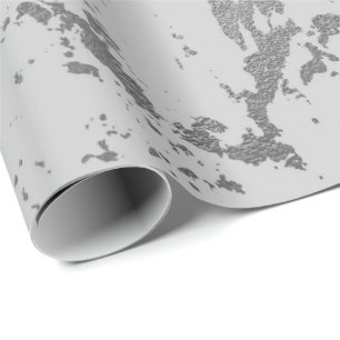 Deep Grått Marble Silver Stine Metallic Shiny Presentpapper