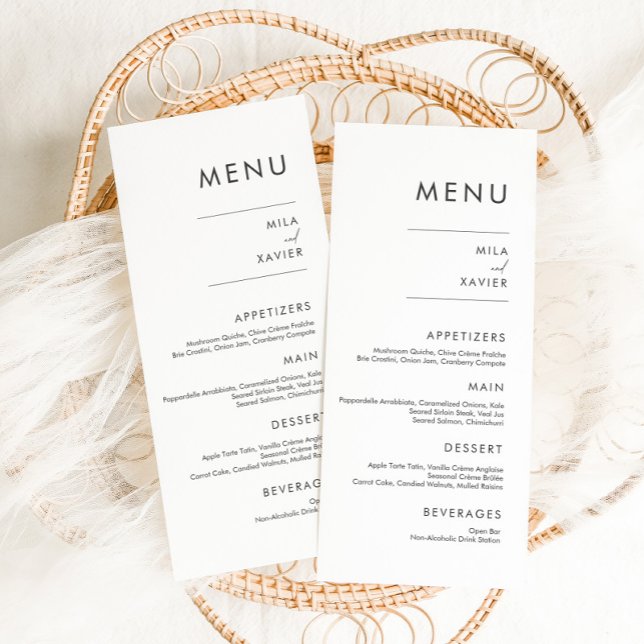 Deep Grått & White | Menyn Modern Minimal Bröllop Meny (Skapare uppladdad)