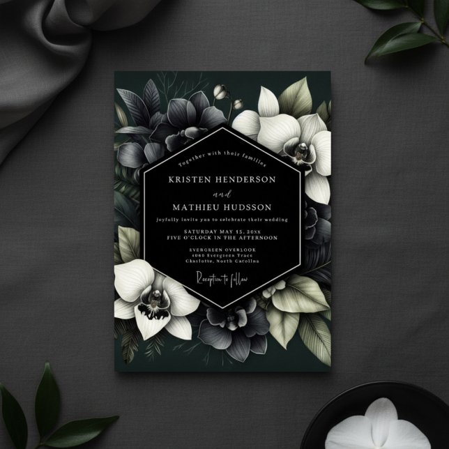 Deep Green Moody Bloom Wedding Inbjudningar (Skapare uppladdad)