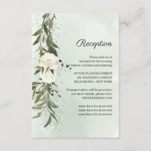 Deep Greenery Wandeed vit ros Wedding Reception Tilläggskort