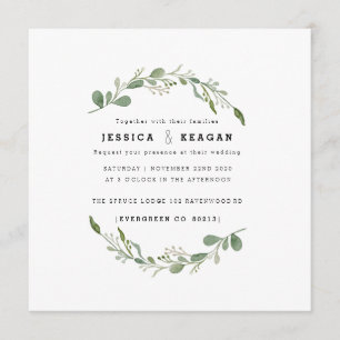 Deep Grönt Garden Wedding Inbjudan