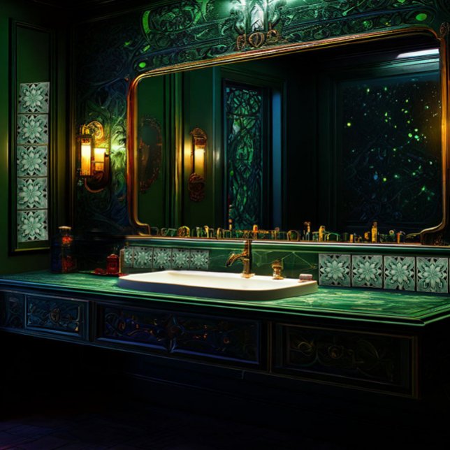 Deep Grönt Wall Decor Art nouveau Ceramic Tile Kakelplatta (Skapare uppladdad)