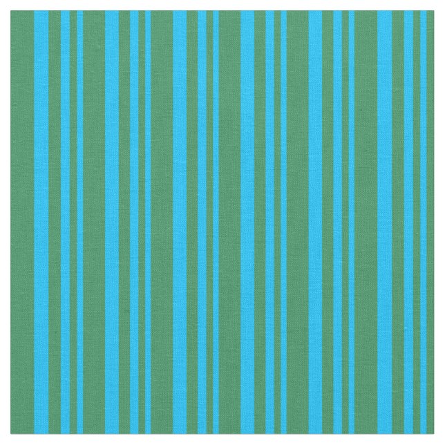 Deep Himlar Blue and Sea Grönt Färgad Rand Tyg (Närbild)