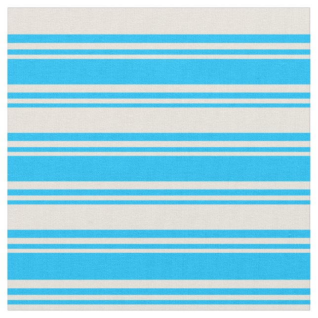 Deep Himlar Blue & Beige Led/Stripe Mönster Tyg (Närbild)