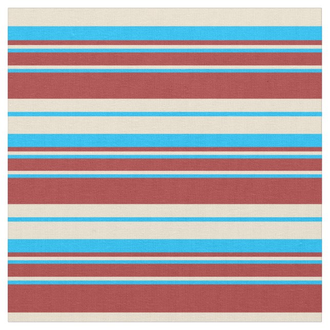 Deep Himlar Blue, Beige och Brown Mönster Tyg (Närbild)