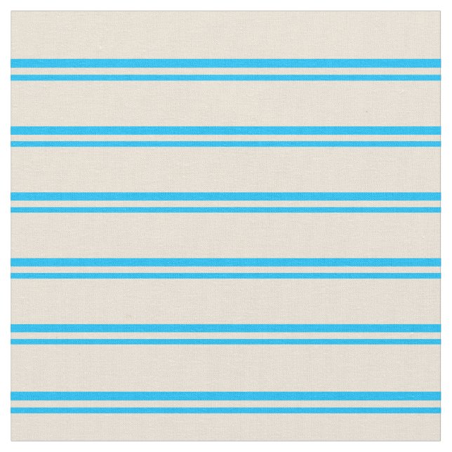 Deep Himlar Blue & Bisque Färgad Linjer Tyg (Närbild)