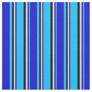 Deep Himlar Blue, Blue, Rosa och Black Färgad Tyg