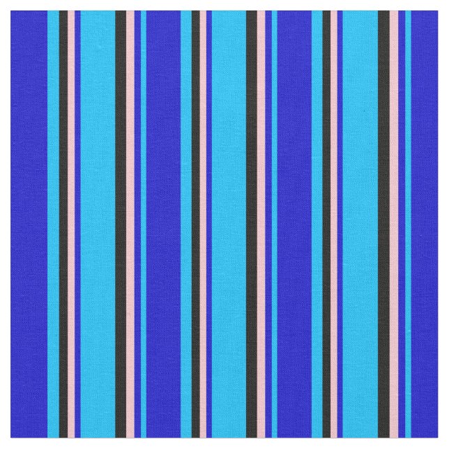 Deep Himlar Blue, Blue, Rosa och Black Färgad Tyg (Närbild)